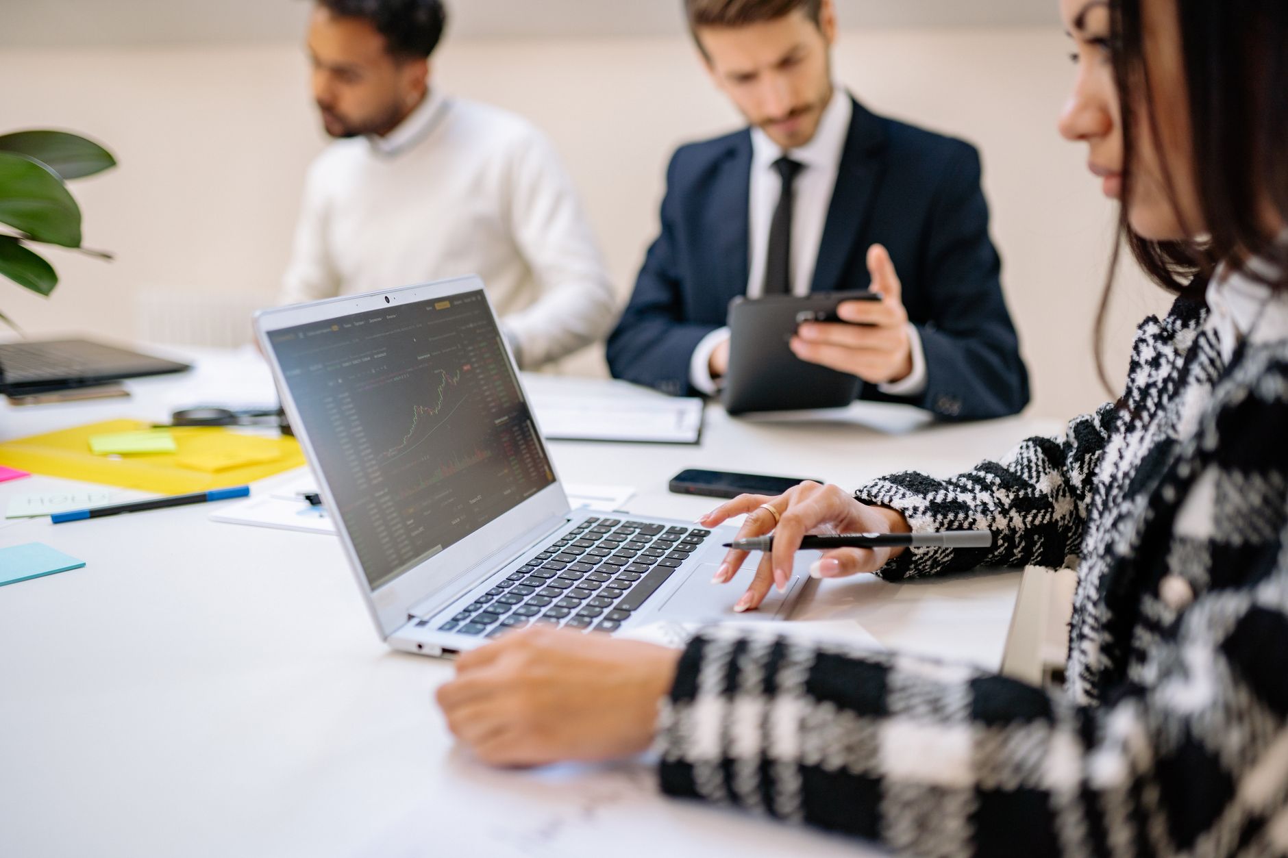 person planning business strategy with laptop
